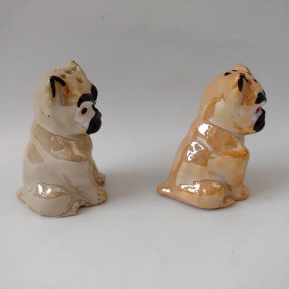Vintage Lustreware Dog Salt & Pepper Shaker Set Ceramic Porcelain Germany - Picture 2 of 10